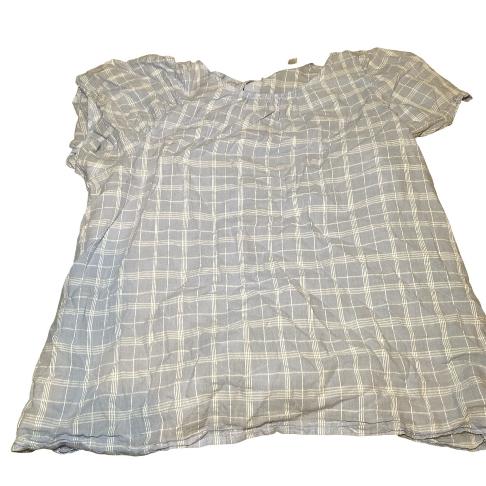 LOFT Light Blue Plaid Blouse